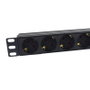 Phasak BNS 1518 Regleta para Rack 19'' con 8 Tomas Schuko, Interruptor y Cable 1,5 m, Negro